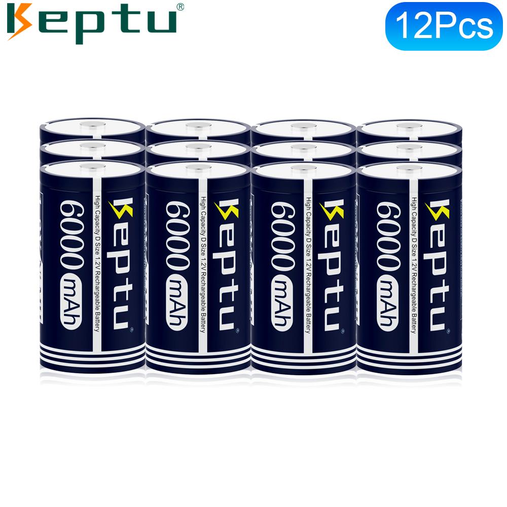 KEPTU 6000mAh 1.2V D Size Rechargeable Batteries – Long-Lasting Power for Flashlight and Radio