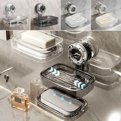 New Suction Cup Bathroom Soap Box No Punching Multi-function Toilet Soap Dish Simple Style Easy To Install Soap Rack Household