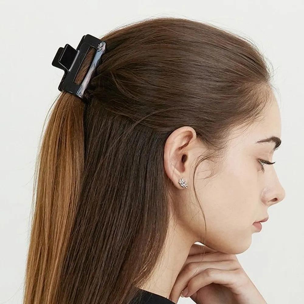 Square Hair Clip-S DESA039-0(Small) Ivory leopard print