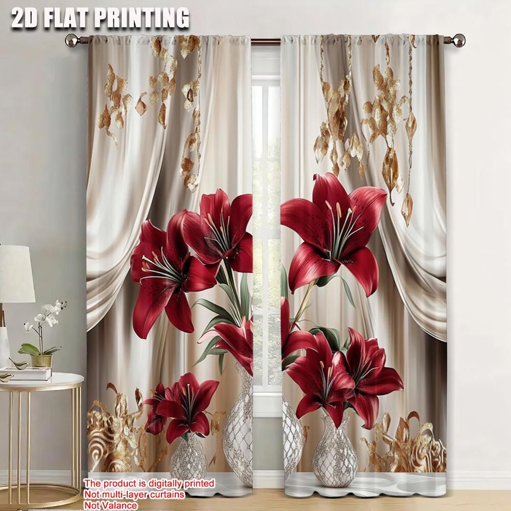 

2pc, Curtains flower Versatile Polyester Fabric,Without Electricity Birthday Party for Holiday Family Party Decorations 52.50×116.00 CM 2pcs