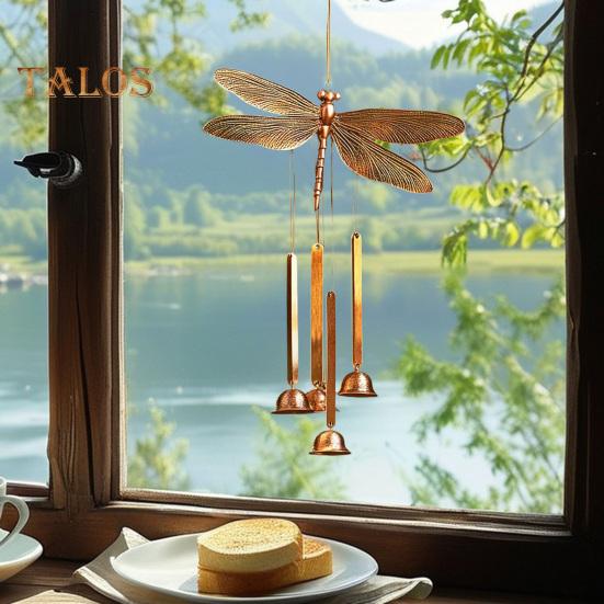 Vintage Dragonfly Wind Chime Weather-proof Indoor Outdoor Garden Patio Metal Dragonfly Hanging Wind Bell Decoration Ornament