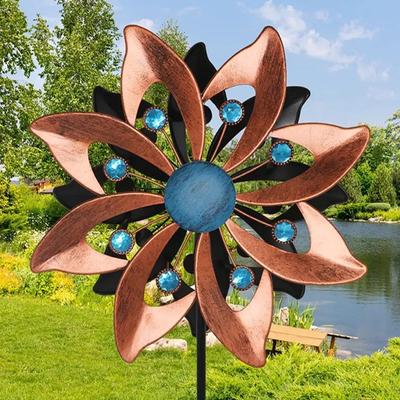Garden Stake Metal Wind Spinner Creative Decorative Gardening Plug Rotating Wind Rotator Gift