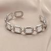 DIEYURO 316L Stainless Steel Women Bangles Fashion Square Link Hollow Out Bangle Vintage Gold Color High Quality Zircon Gift