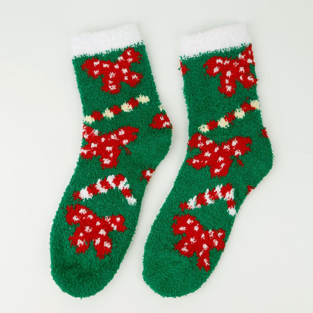 Women's Winter Cartoon Christmas Coral Fleece Floor and Sleep Socks
