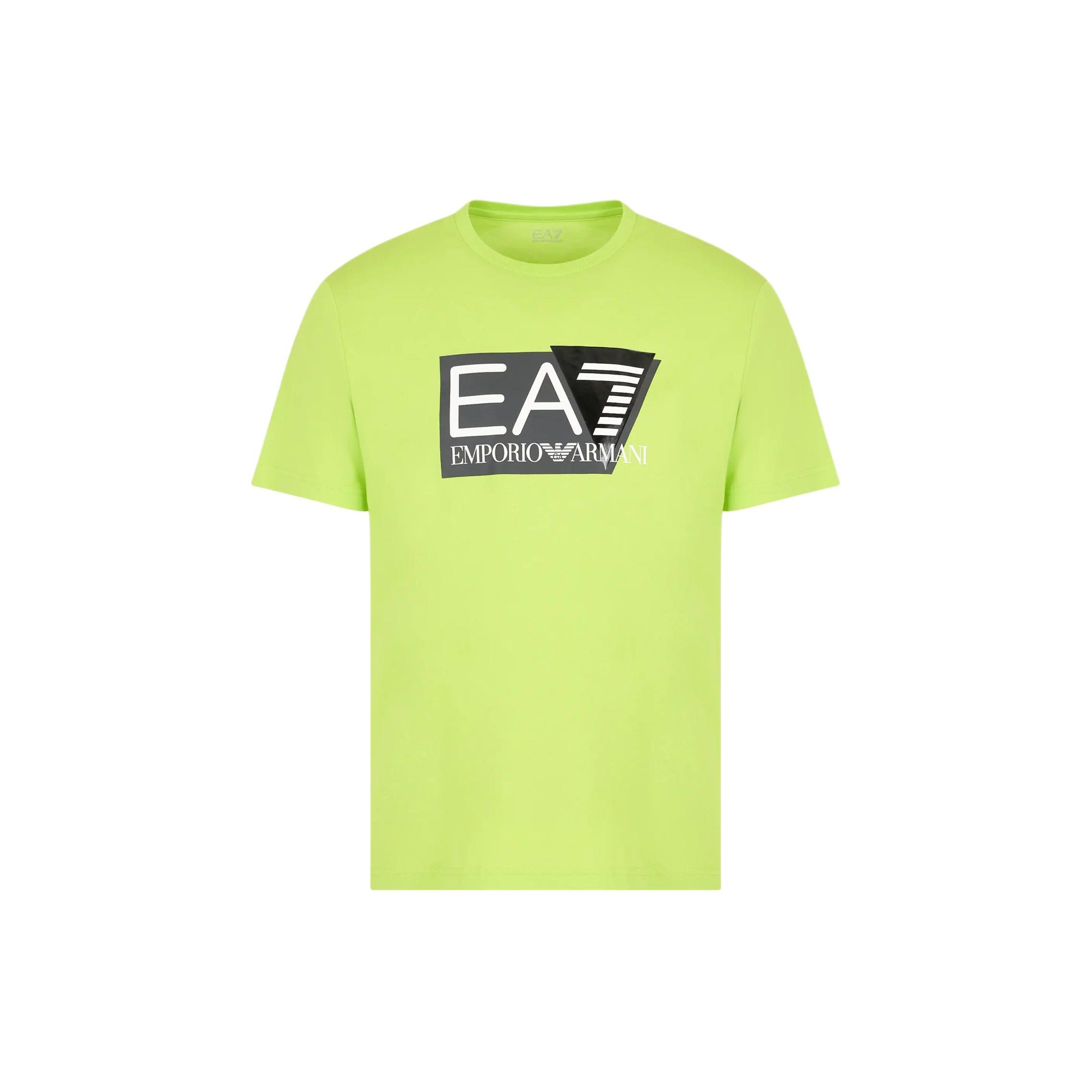 Emporio Armani EA7 SS24 Letter Logo Printed Crew Neck Short Sleeve T-Shirt Men tops Light-Green 3DPT81-PJM9Z-1873 M