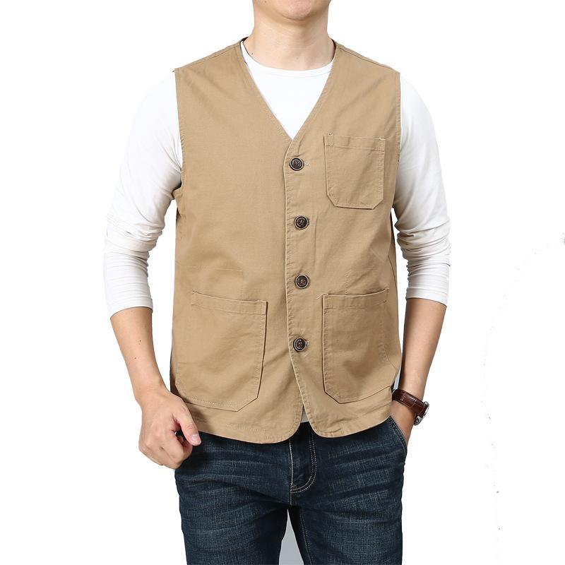 Weste Mann Baumwolle Doppel Seiten Taktische Weste Viele Taschen Ärmellose Jacke Chalecos Para Hombre Mantel Männer