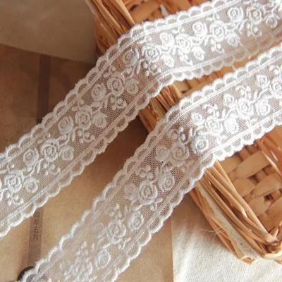 5 iarde/lotto 3,5 cm di larghezza pizzo di cotone di qualità con rose ricamate a forma di fiore, fai da te, per abiti da sposa, patchwork