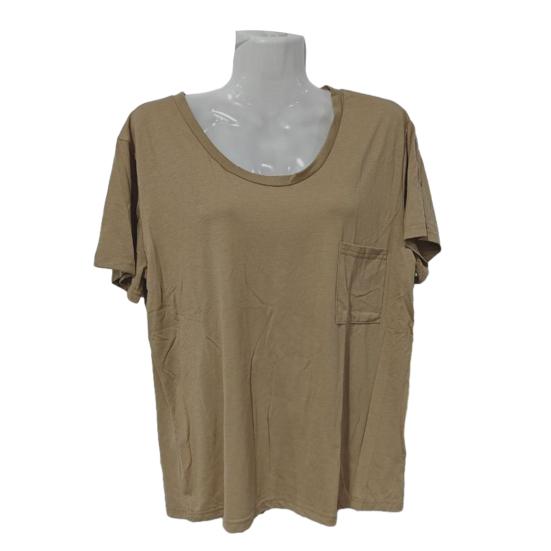 

Женская футболка с круглым вырезом, коротким рукавом, накладным карманом, однотонная свободная футболка, тонкий пуловер, топы на каждый день M хаки