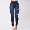 Ladies Embroidered With High Elasticity Straight Barrel And Tight Legs Jean