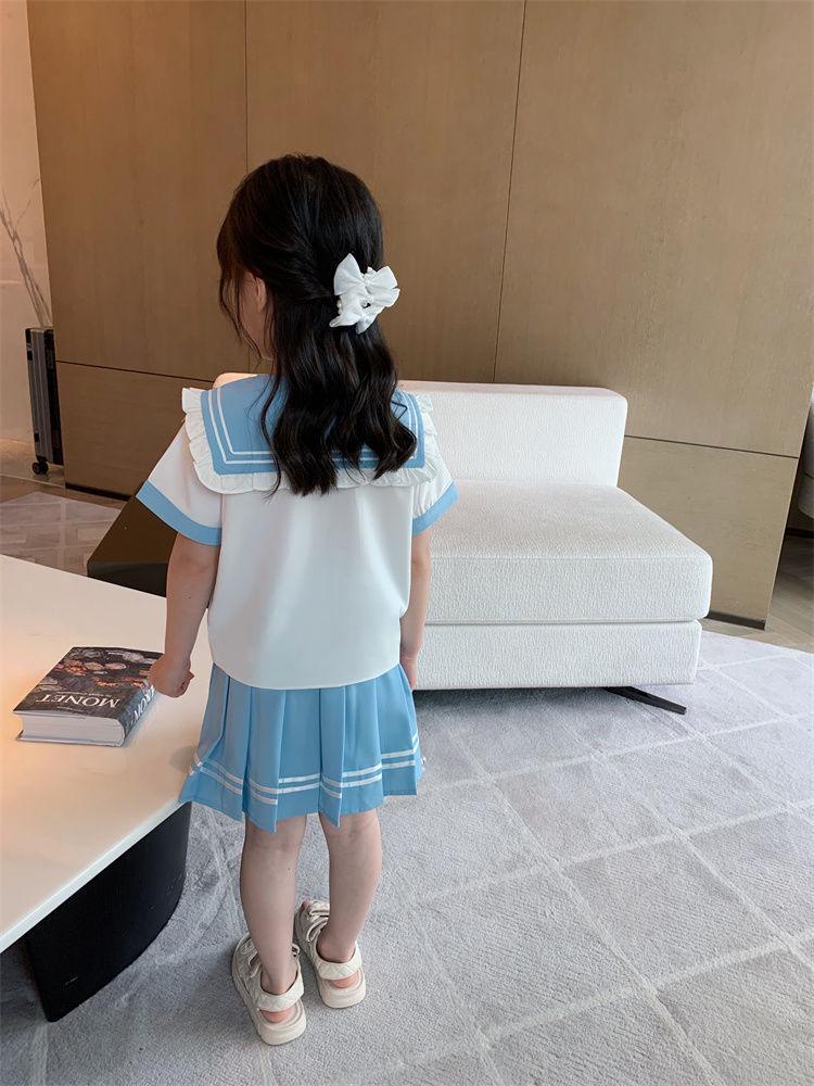 2025 Girls' Summer JK Uniform: Pleated Skirt & Shirt Two-Piece Set