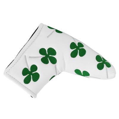 Viel Glück Vierblatt Klee Golf Putter Headcover Dick Plüsch L-förmig Golf Blade Putter Kopfschutz Weiß