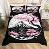 Japanese Samurai Duvet Cover Pillowcase 3D Pattern Sakura Mount Fuji Bedding Set Adult Bedroom Decoration Single Double Large