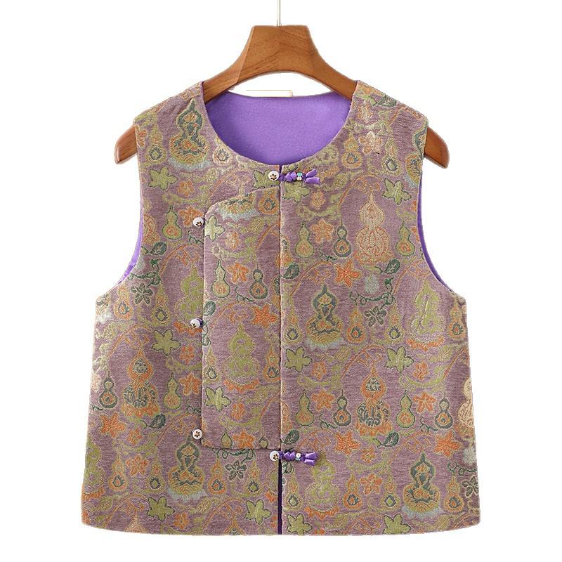 Elegante Gilet Jacquard Robusto in Stile Cinese con Bottone a Rana