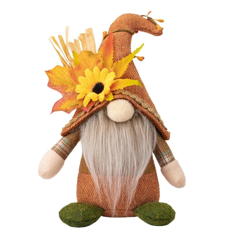 Season Decors Thanksgiving Harvest Season Bendable Hat Standing No Face Doll Decoration for Festival Environment