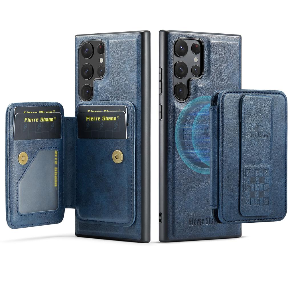Detachable Magnetic Wristband Auto Leather Case for Samsung Galaxy S25 Ultra/Edge S24 Plus S23 FE S22 Card Holder Wallet Cover