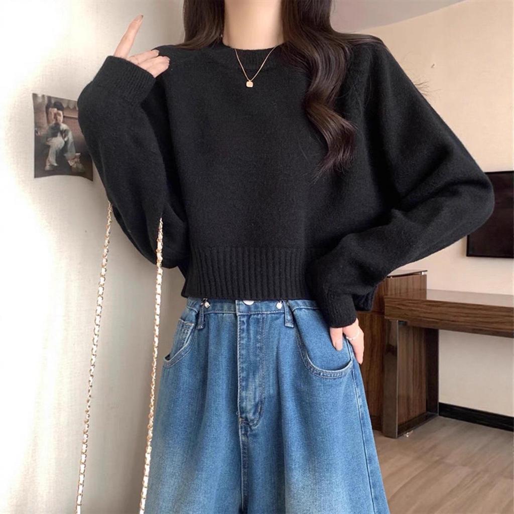 Korean Style Autumn/Winter 2025 Slimming Round Neck Pullover Sweater for Women