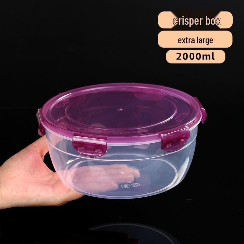 Round Sealed Plastic Food Storage Set—Microwave & Refrigerator Safe, Large Capacity, Ideal for Lunch and Instant Noodles.
