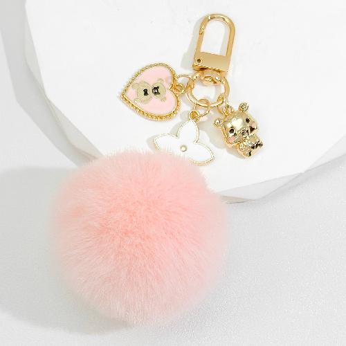 Beautiful Plush Bobble Keychains Cartoon Bear Fashionable Gold Color Ornament Present for Friends Party Favors
