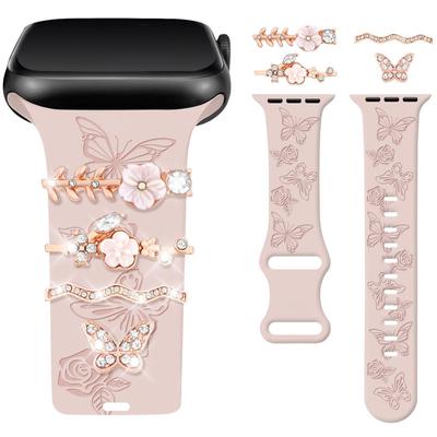 Rhinestone Charm Silicone Strap Ring for Apple Watch