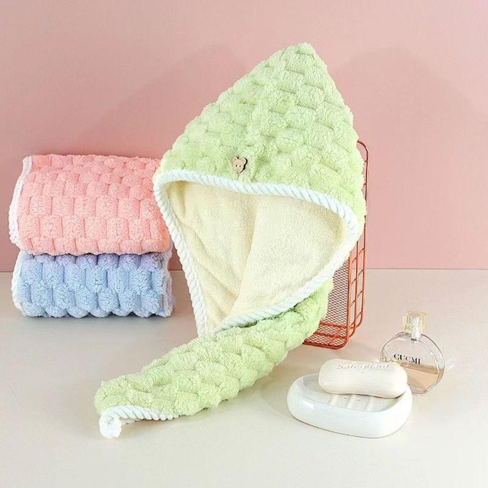 

Wet Hair Hair Towel Microfiber Hair Towel Wrap Adjustable Shower Cap Women