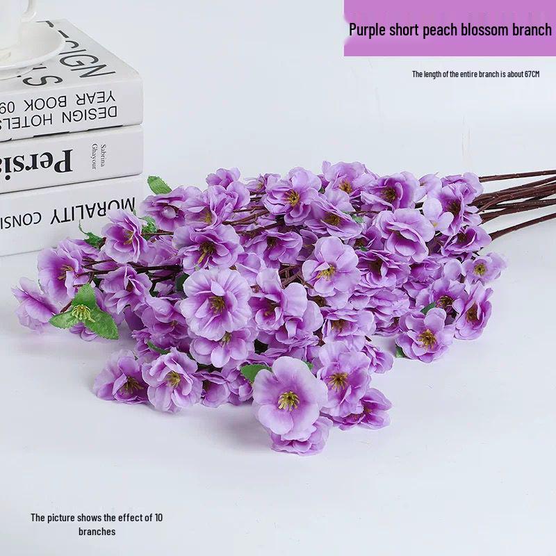 High-Grade Peach Blossom Artificial Flower, Single Stem, Floor-Standing Silk Decoration for Living Room and Weddings