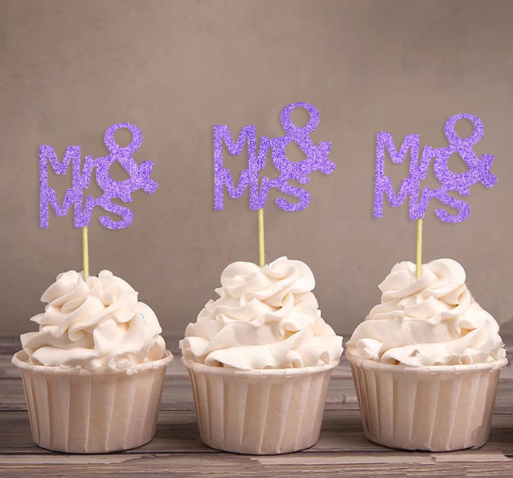 Darling Souvenir Wedding Cupcake Toppers Party Dessert Decorations - Pack Of