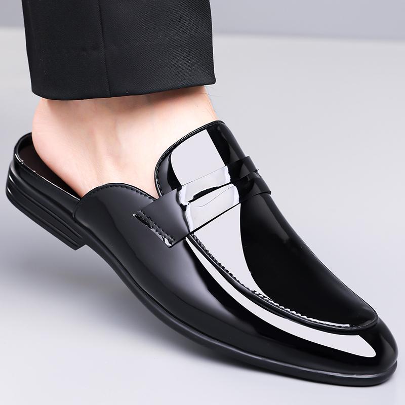 Fashion Pearlite Layer Leather Men Half Loafers Shoes Mens Party Shoes Casual Designer Shoes Fashion Loafers Luxury Slippers New Summer