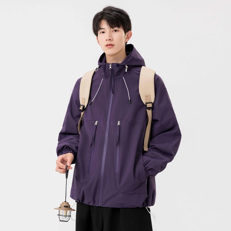 Men's Jacket Trendy Spring and Autumn Tooling Jacket Windproof Jacket Hooded Couple Loose Top Casual Jacket Men