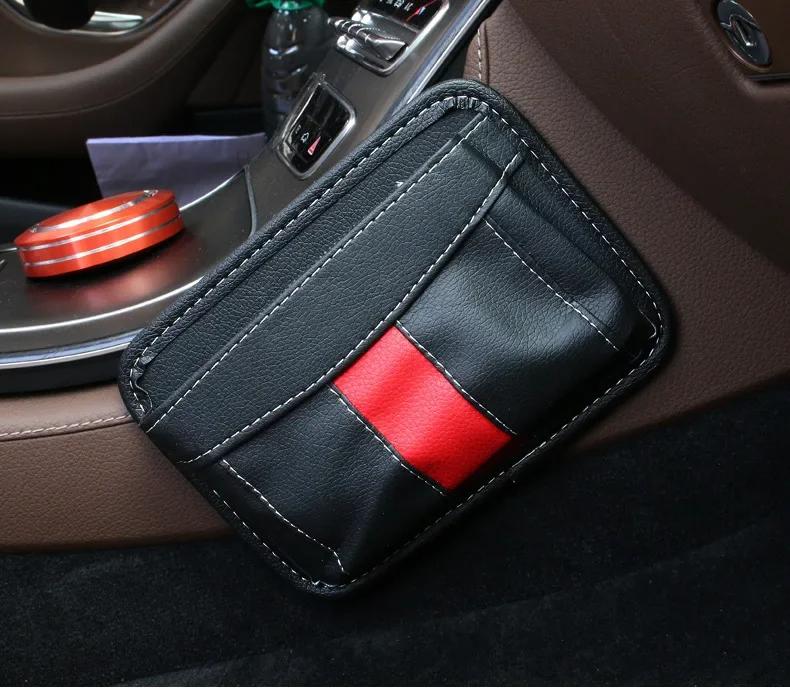 Self Adhesive Car Storage Pocket Sticky Organizer Bag Seat Back Side Door Leather Stowing Tidying Kit for Phone Purse Card