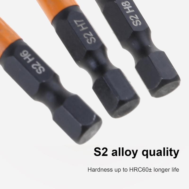 10Pcs Impacts Hex Head Wrenches Drill Bit Set 1/4" Hex Shank Steel Hex Bit Set Tip with Magnetism Screwdriver Bit