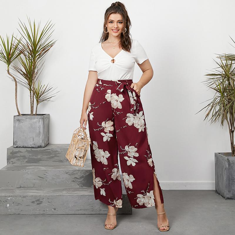 Pantalones De talla grande Mujeres Moda de verano Estampado floral Pantalones  sueltos Bohemian Beach Pantalones recortados FZH comprar a buen precio —  entrega gratuita, reseñas reales con fotos — Joom