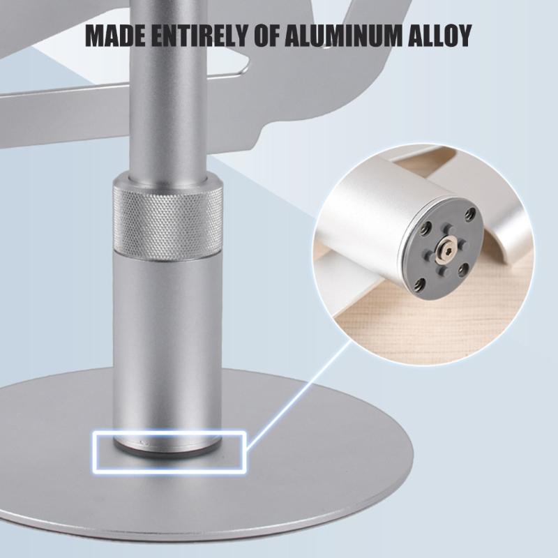 Portable Foldable Tablets Holder Aluminum Alloy with Height Adjustment and Full Rotations for Easy Travel Storage and Stability