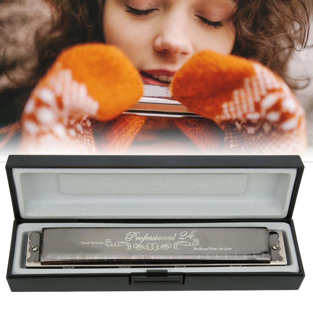 24 Hole Tremolo Harmonica Harp Wind Musical Instrument for Beginner Children Gift