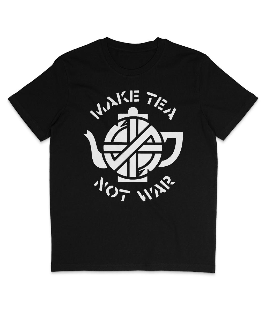 Crass - Make Tea Not War - White Text - Organic T-Shirt Mens Womens Tees Top - Anarchist - Punk 2XL