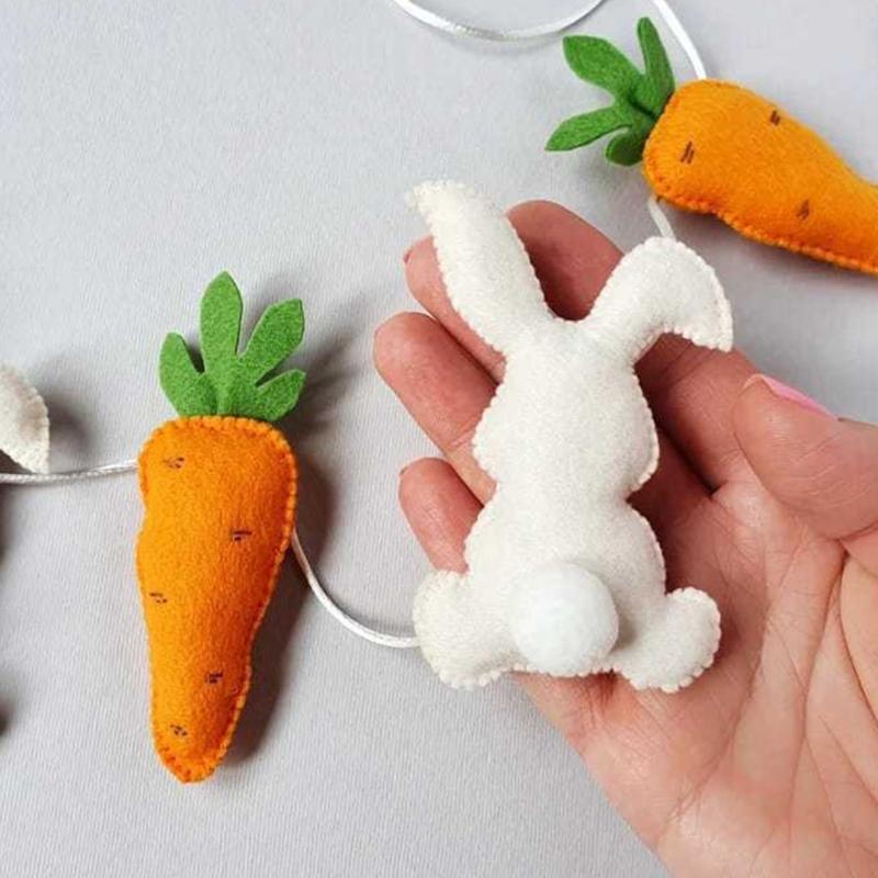 Rabbit Carrot Hanging Ornament Wall Hanging Decoration for Spring Holiday Celebration Kids Room Door Wall Window Display