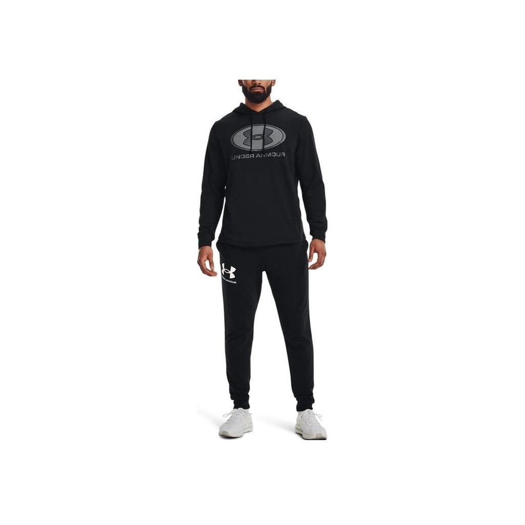 Under Armour Rival Fleece Hoodie With Large Front Logo Men Tops Black 1369470-001