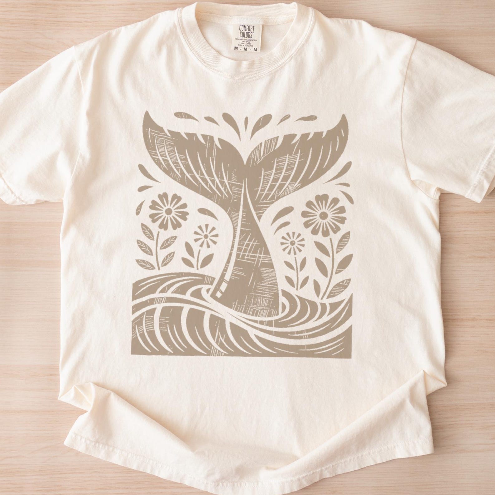 Whale Tail T-Shirt, Sea Spirit Unisex Tee Ocean Beach Scene Whale Breeching 150