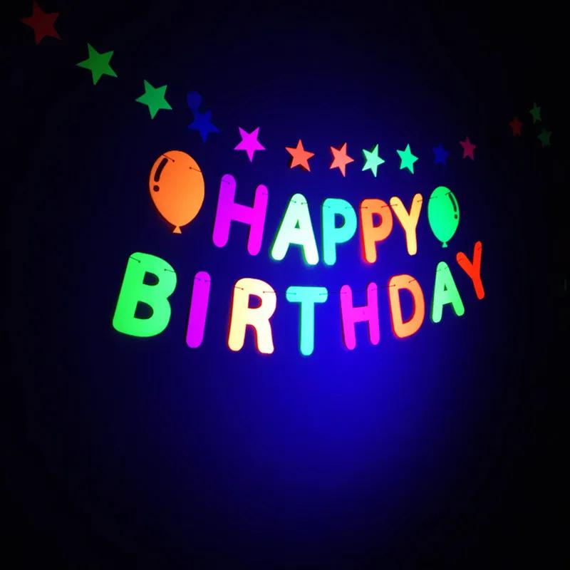 Neon Party Glow Balloons Birthday Pull Flag Fluorescent Party Decoration  Glow Party Set Glow Birthday Party Decoration Balloons