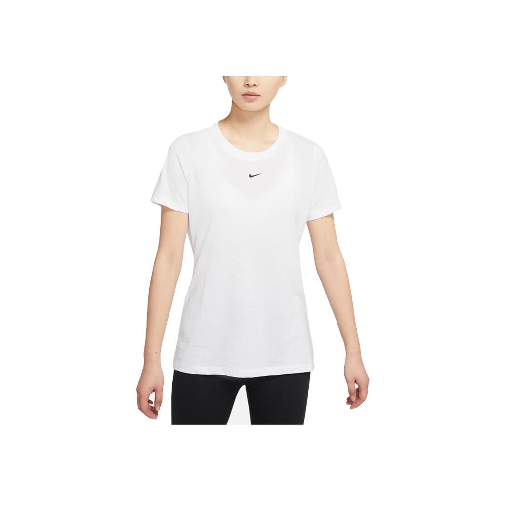 Nike Yoga Dri-Fit Casual Printed Short Sleeve T-Shirt Women Tops White DD2817-100