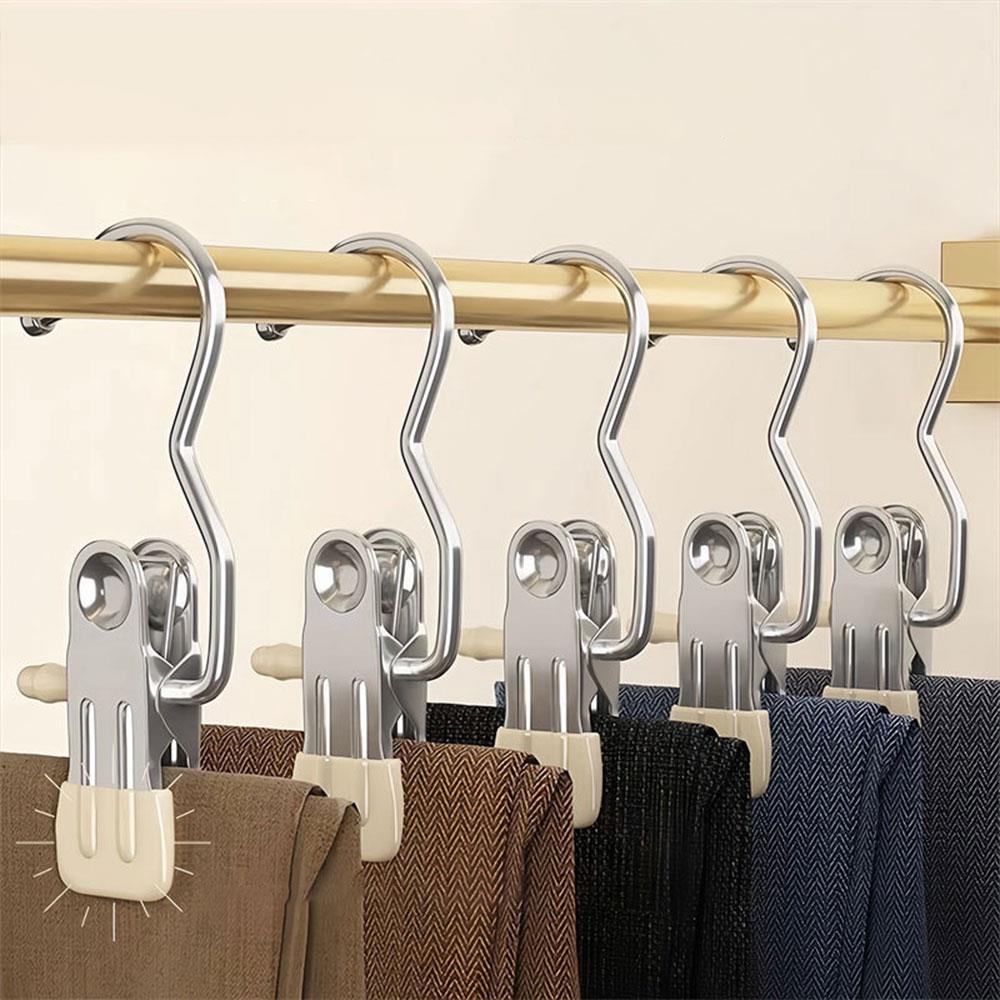 5 Pièces Cintre Pince à Linge Multifonctionnel Crochet à Vêtements Boucle Clip Métallique pour Chapeau Jupe Pantalon Rangement Armoire Vêtements Clips Antidérapants