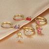 3-Piece Rhinestone Floral Water Drop Earrings & Ear Cuff Set for Women