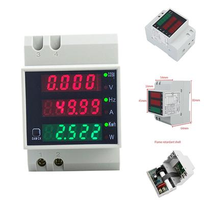 AD23-D52-2058 Wattmeter Din Rail Volt Current Meter Power Factor Digital Meter AC80-300V Multi-Function Kwh Hz Meter 0-100A