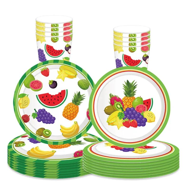 Cartoon Fruits Party Hanging Swirls Children Summer Fruit Birthday Banner Aloha Luau Party Pineapple Watermelon Fruit Pendants