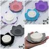 1Pc Silicone Soap Box Lotus Shape Non-slip Portable Holder Water Draining Solid Color Draining Soap Dish Bathroom Accessories