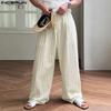 INCERUN Men Drawstring Casual Loose Elastic Waist Striped Wide Legs Pants Long Trousers