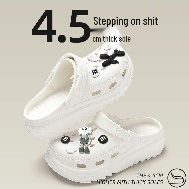 2024 Women's Thick-Soled Height-Boosting Beach Slippers – Non-Slip, Odor-Free, Cool Muffin-Toe Design for Summer.