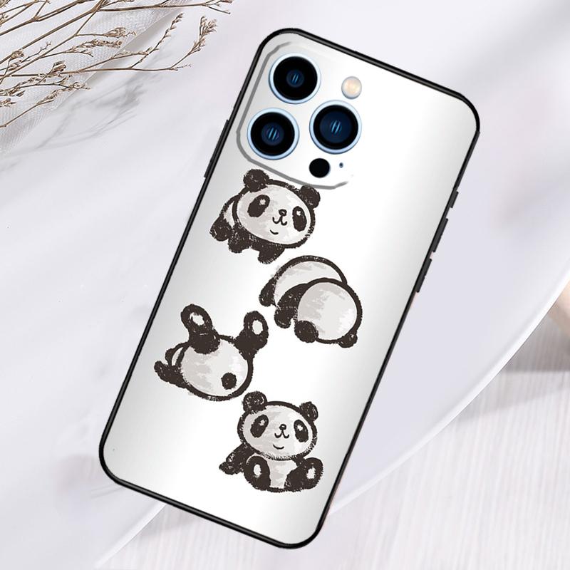 Cartoon Panda Phone Case For iPhone 17 Pro Max 15 14 13 12 11 16 Pro Max Plus 12 13 Mini 16e 17 Air Cover
