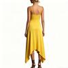 Women's Summer Sleeveless Dress Spaghetti Strap Irregular Hem High Split Backless Midi Dress Casual Beachwear
