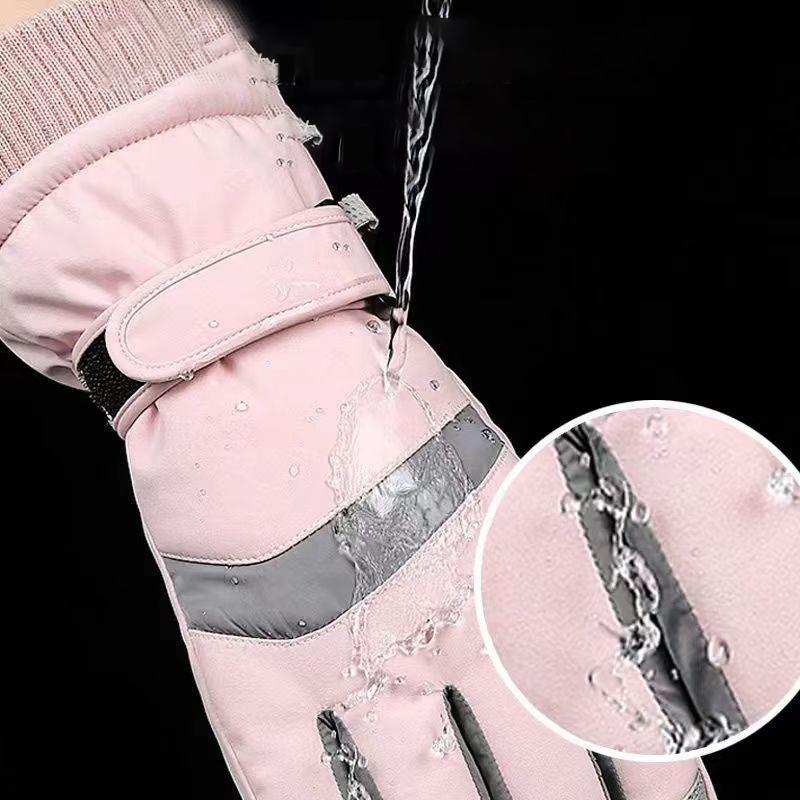 Skiing Women Men Motorcycle Gloves Winter Bicycle Thick Fleece Warm Gloves Tick Touch Screen Water Repellent Wind Shield Gloves Trendy