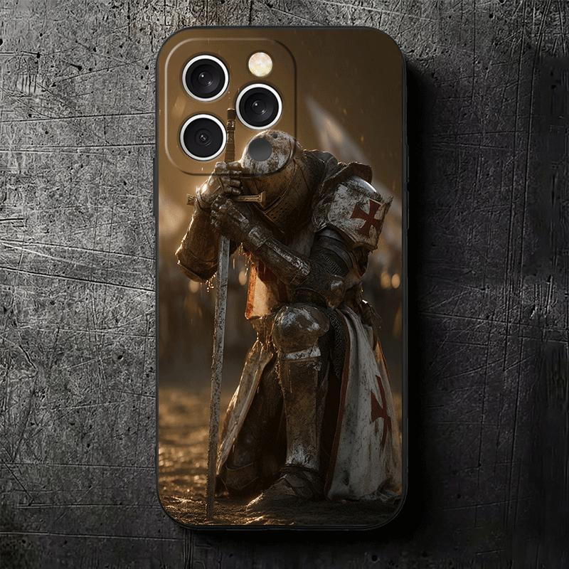 Crusades Knights Templar Soft Phone Case for iPhone 16 16E 17 Air 15 Pro Max 14 Plus 13 Mini 11 12 7 Black Cover Back Shell